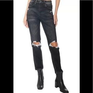 Vervet High Rise Black Distressed Mom Jeans
